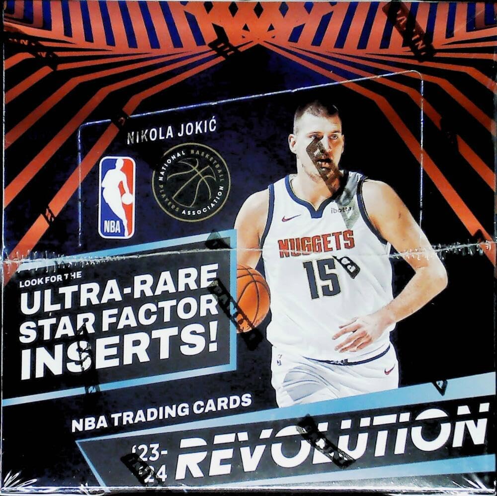 2023-24 Panini Revolution NBA Basketball Factory Sealed Chinese New Year Hobby Box 12 Packs of 5 Cards. Look for Rookie Cards of Ausar Thompson, Amen Thompson, Victor Wembanyama and Others. Look for rare Parallels. See Scans for more details.