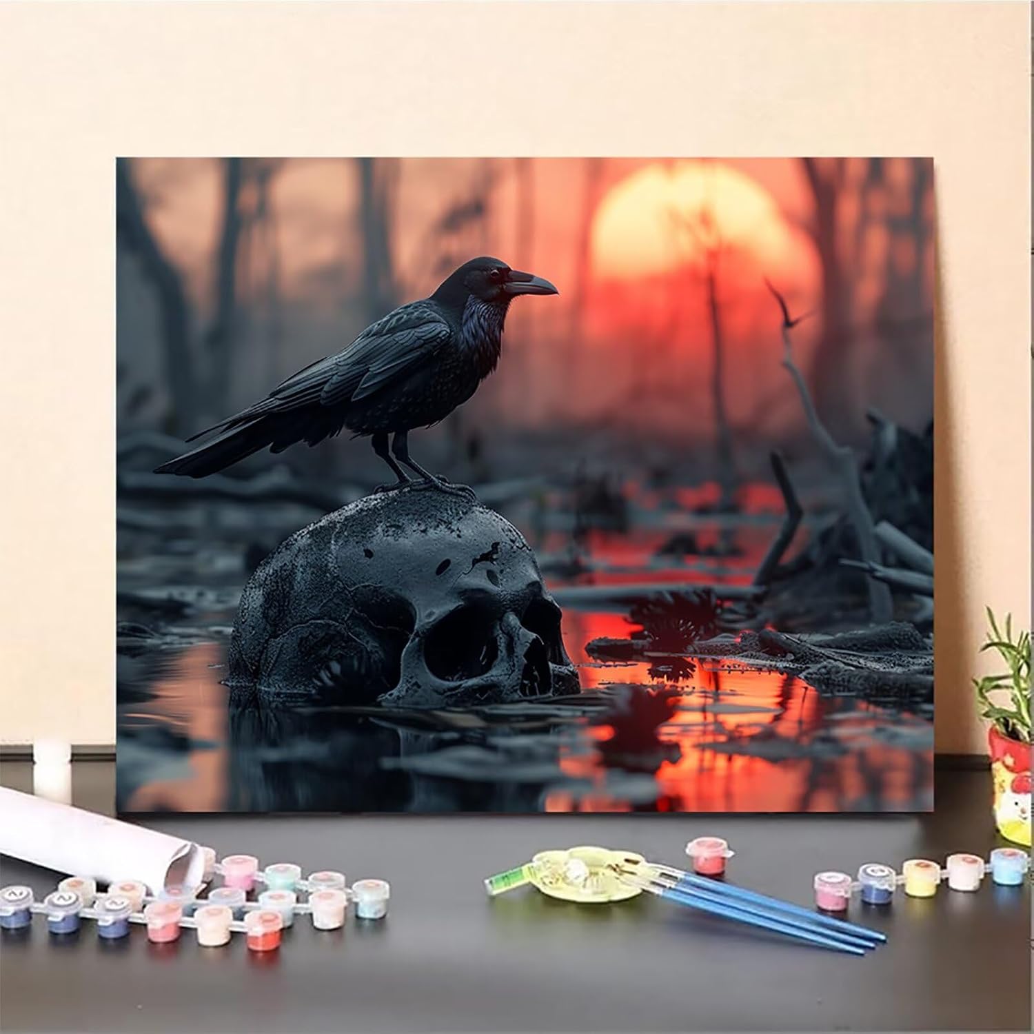 Bird Paint by Numbers Kit for Adults, DIY Painting by Numbers Sunset, DIY Canvas Wall Art Crafts for Adults with Paint Brushes and Acrylic, Spring Decorations Art Supplies, Girl Gifts, 54x40in 2-4610