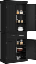 Yaheetech Kitchen Pantry Storage Cabinet with Drawer, Freestanding Pantry Cabinets with 2 Adjustable Shelves, 72.5' Tall Storage Cupboard for Kitchen/Dining Room/Bathroom/Hallway, Black