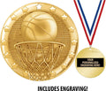 Crown Awards Basketball Medal, 2' Shiny Gold 1st Place Medals for Kids with Free Custom Engraving