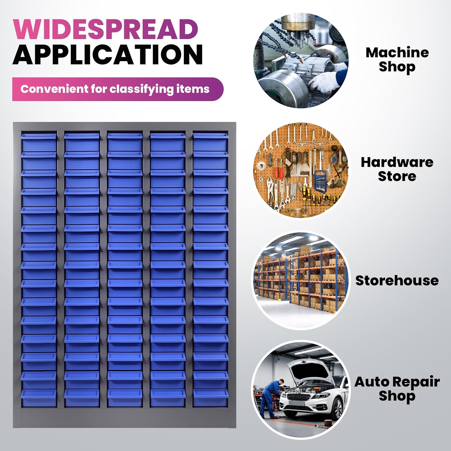 75 Drawers Nut and Bolt Organizer, 26x9x35.4 Stainless Steel Parts Cabinet with Shelfs & Labels Bolt Organizer for Workshop Tool & Hardware Storage and Organization (75 Drawers)