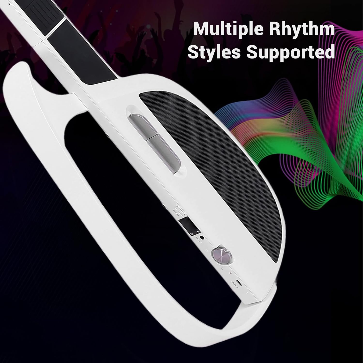 Stringless Guitar, Innovative Stringless Acoustic Electric Guitar, C1 Portable Foldable, for Beginners, Adults, Enthusiasts (White)