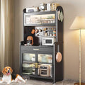 5-Tier Kitchen Bakers Rack with Adjustable Shelves, Microwave Stand & Drawers, Sturdy Metal Frame, Black, 80cm (Style C, 70cm) - Perfect for Organizing Kitchen Space.