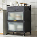 5 Tier Kitchen Bakers Rack with Drawer and Lockable Casters Black 70×102cm Microwave Stand nizer for Home and Office Storage