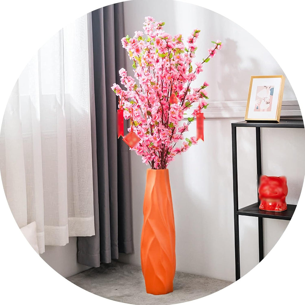 Vases Large Floor Vase,Orange Ceramic Vase,Decorative Tall Flower Holder for Living Room, Home Décor Dried Flower Arrangement Ideal Gift (Color : Orange, Size : 61cm)