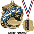 Honor Roll Medals - 1 1/2' Gold Honor Roll Medal, Great Academic Awards with Custom Engraving