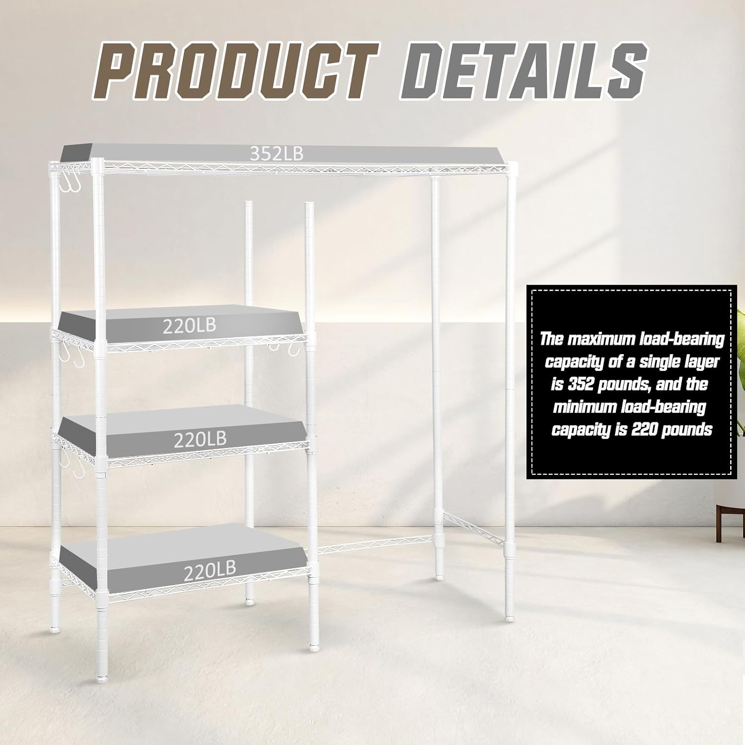Huwena Mini Fridge Stand with Storage Shelf for Dorm 4 Tier Mini Microwave Stand Baker Rack Adjustable Height over Fridge Storage Organizer with Hook for College Dorm Kitchen Office Coffee Bar (White)