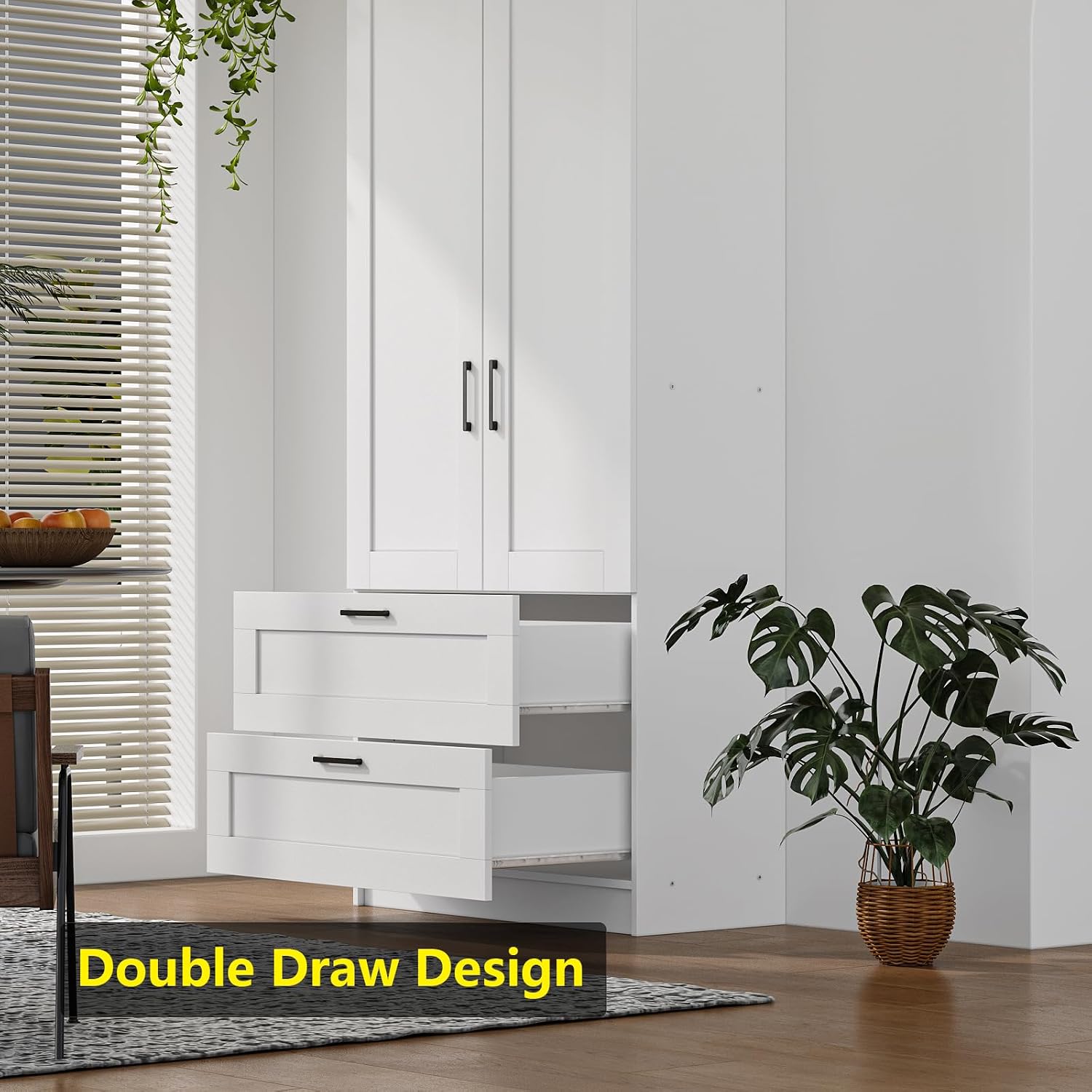White Tall Kitchen Pantry Cabinet Organizers and Storage with Doors and Drawer and Adjustable Shelves，Wood Large Gabinetes Para Cocina Office Bookshelf for Laundry Room Cabinets (31.5'W*15.7'D*71'H)