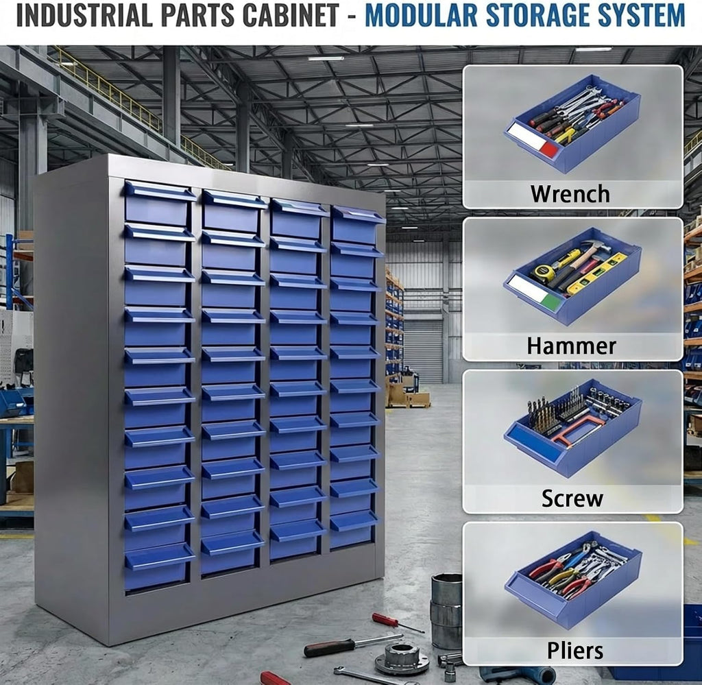 40 Drawers Parts Cabinet, Heavy Duty Nut and Bolt Organizer with ABS Material Drawers, Metal Frame Bolt Organizer Storage in Garage and Workshop