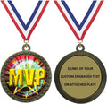 Express Medals Various Styles 1 to 50 Pack of Gold Silver Bronze Engraved Most Valuable Player Medals Trophy Award with Neck Ribbon Medal Trophies Gift Prize MVP Event Custom Personalized