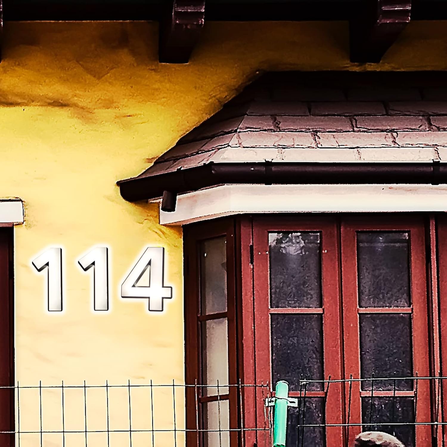 Illuminated LED House Numbers, Modern Backlit LED Home Address Numbers 16', Black White Acrylic Light Up House Number Signs,5