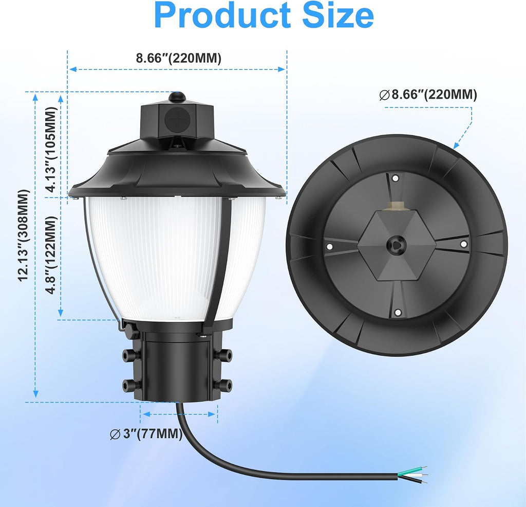 BBESTLED LED Post Top Light with Dusk to Dawn Photocell, ETL Listed 100W/80W/60W LED Pole Area Lights 5000K/4000K/3000K Outdoor Post Lights for Parking Lot Yard Garden, IP65 Waterproof AC100-277V