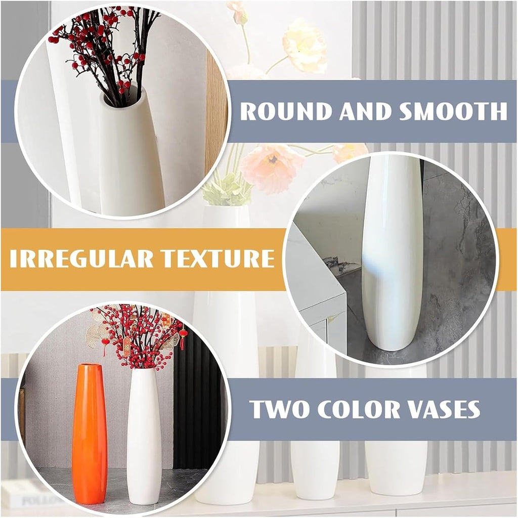 Tall Floor Vase Living Room Decorative Large Vases,Tall Floor Vase Vase,for Decorative Branches Dried Flowers Vases,Rustic Home Decor(Orange,61cm)