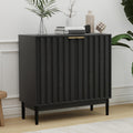 Otterease Fluted Cabinet with Storage, Buffet Cabinet Sideboard with Door, Kitchen Buffet Storage Accent Cabinets with Adjustable Shelves for Living Room, Entry, Hallway, Black