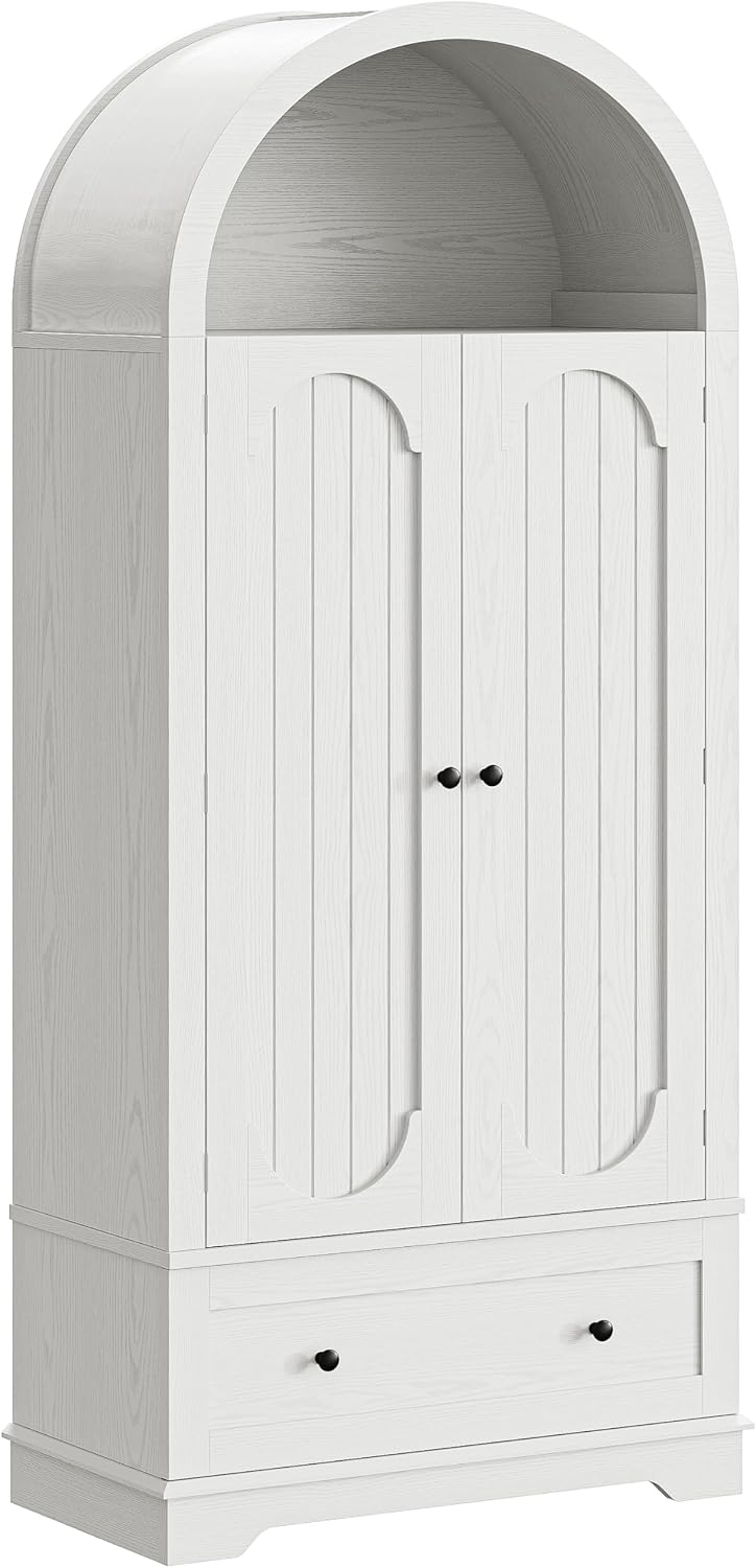 IRONCK 70.9' Tall Arched Kitchen Pantry, Kitchen Cabinet with Large Drawer, Adjustable Shelves, Arched Open Shelving, 2 Doors with Storage Shelves, Modern Versatile Cupboard for Kitchen, Dining Room