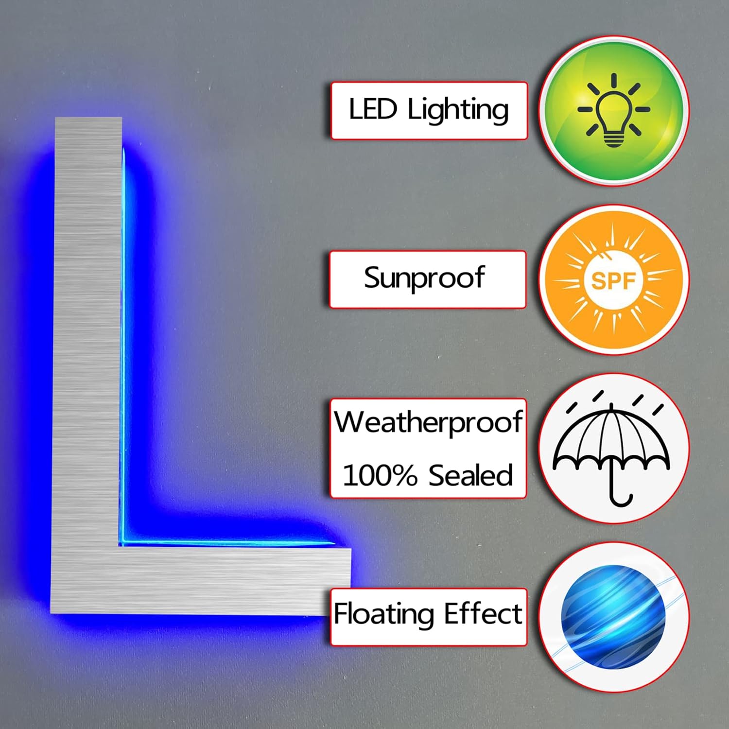 14' Outdoor Illuminated House Address Number Plaques, Backlit LED Home Address Number With Lights - Waterproof Light Up Address Signs For Outside,9