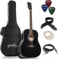 Ashthorpe Full-Size Dreadnought Acoustic-Electric Guitar Bundle - Premium Tonewoods - Black