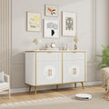 47.2' Buffet Storage Cabinet, Modern Fluted Coffee Bar Station with 2 Drawers & Adjustable Shelves, Kitchen Sideboard Buffet for Dining Room, Living Room, Hallway, White