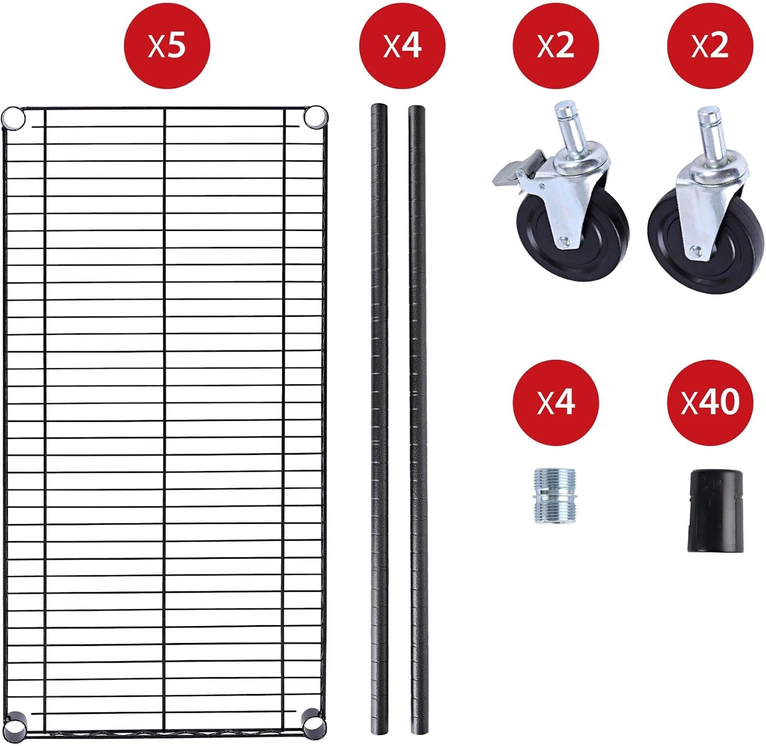 Alera 5-Shelf Wire Shelving Kit with Casters and Shelf Liners, 36w X 18d X 72h, Black Anthracite