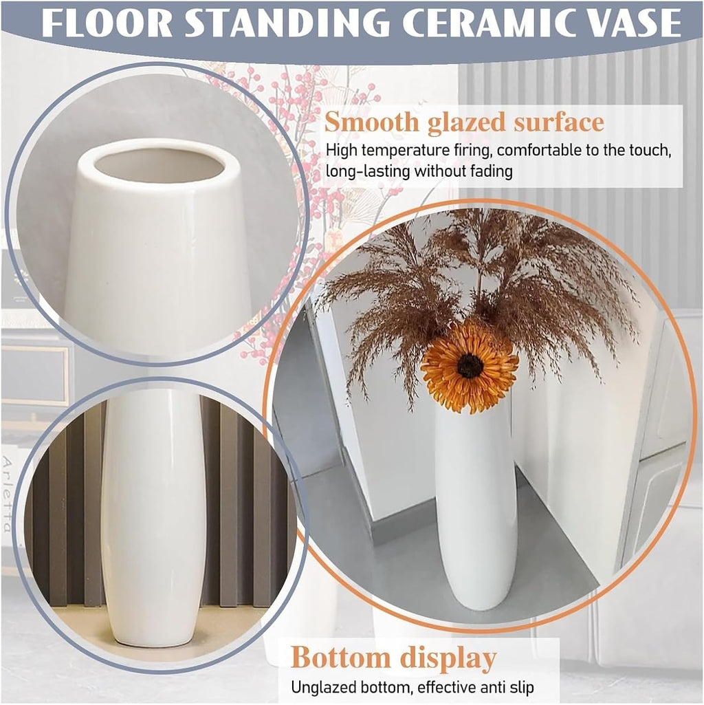 Tall Floor Vase Living Room Decorative Large Vases,Tall Floor Vase Vase,for Decorative Branches Dried Flowers Vases,Rustic Home Decor(Orange,61cm)