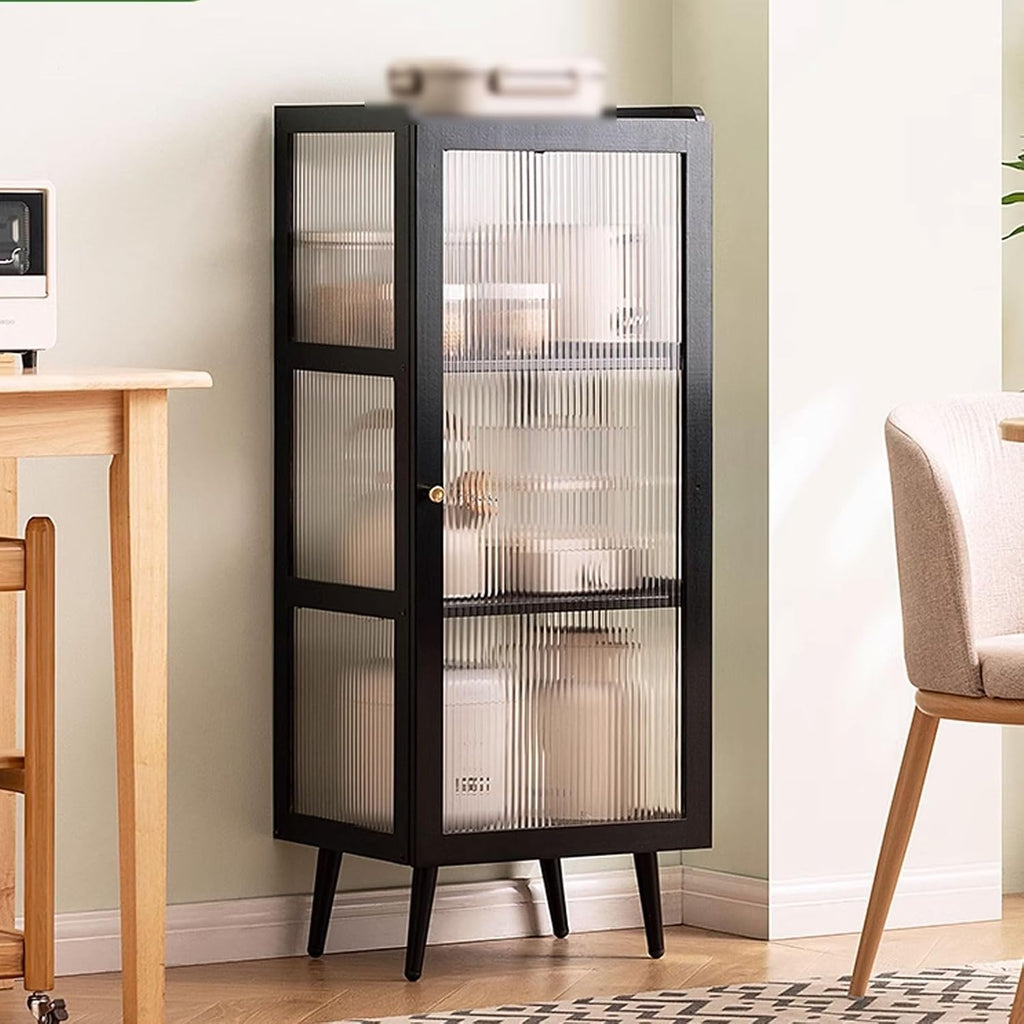 Bakers Rack with Storage Cabinet Doors Kitchen Shelves Freestanding with Doors Four-Sided Acrylic Door Panel, Easy to Display, for Utensils, Pots, Pans, Spices(42 * 33 * 107)