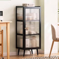 Bakers Rack with Storage Cabinet Doors Kitchen Shelves Freestanding with Doors Four-Sided Acrylic Door Panel, Easy to Display, for Utensils, Pots, Pans, Spices(42 * 33 * 107)