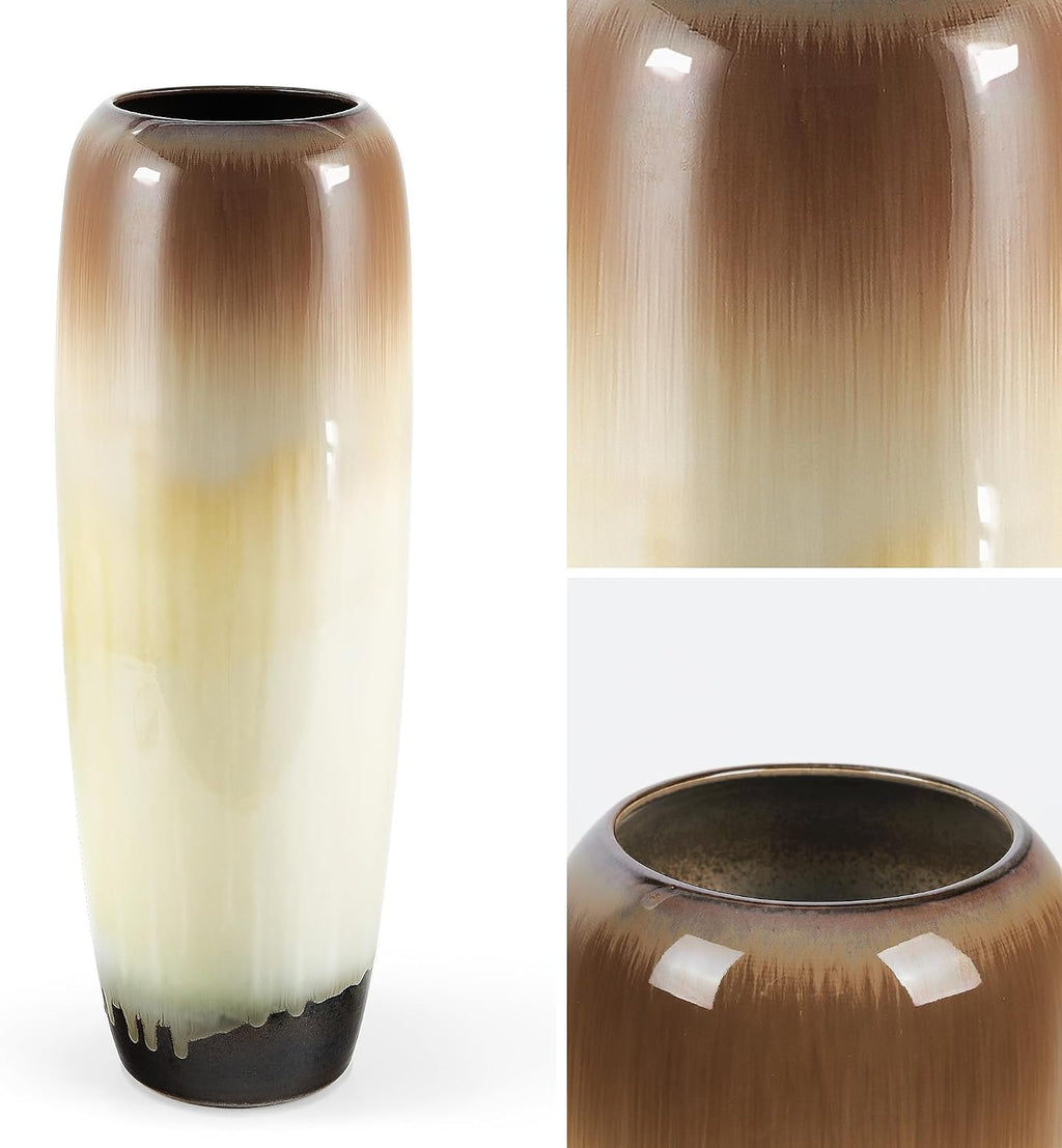 fanquare 20 Inch Ceramic Tall Floor Vases, Boho Farmhouse Style Durable Decorative Flower Vase for Dried Grass Flowers Wheat Home Kitchen Wedding Party Table Centerpiece Living Room Office