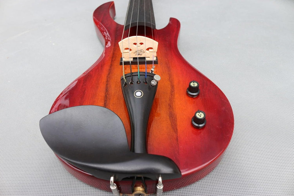 electric Viola 16 inch guitar-shaped Viola Solid Wood Body Ebony Fittings with case Bag, viola Bow, Rosin for Adults&Beginner&Students (Red 5str)