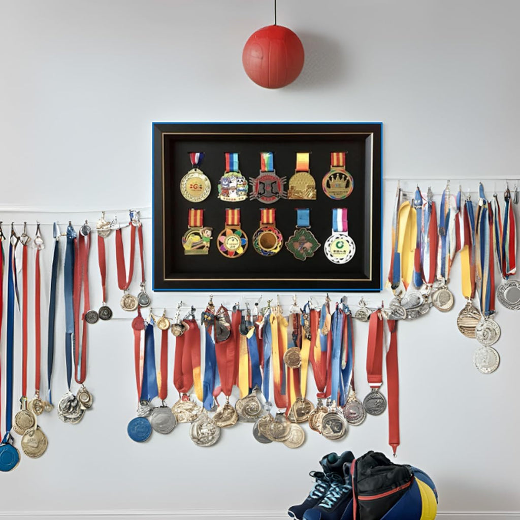 Medal Display Box 3D Photo Frame Marathon & More - Football, Gymnastics, All Sports Medal & Badge Stand (8x6in)