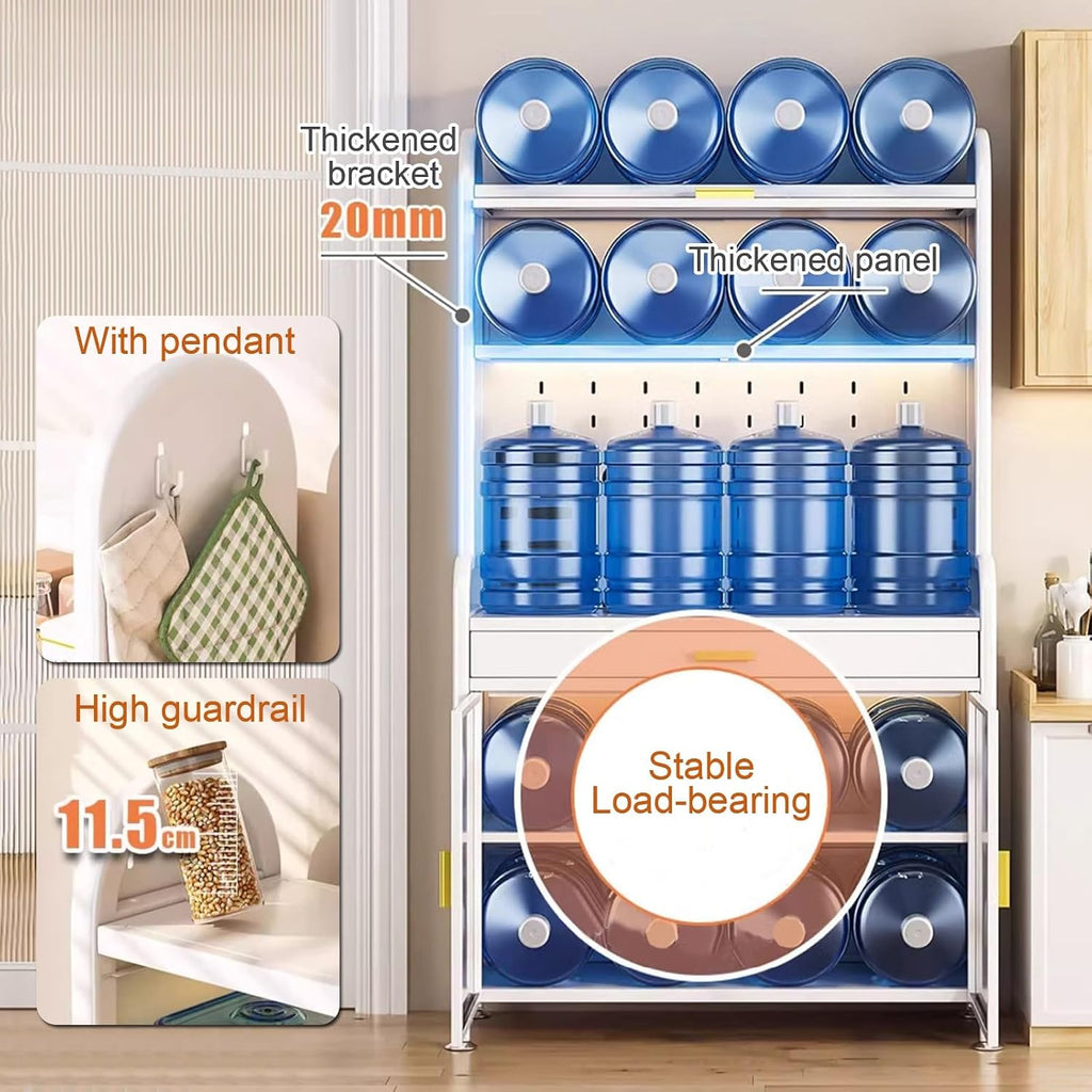 5-Tier Kitchen Bakers Rack with Drawer, Kitchen Cabinets with Worktop, with Wheels, Easy to Move(60cm)