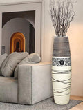 Tall Floor Vase 32 inches, Thick Ceramic Large Rustic Vases for Home Decor Living Room, Boho Textured Decorative Vases Wide Mouth Opening Corner Vase for Flowers Stems