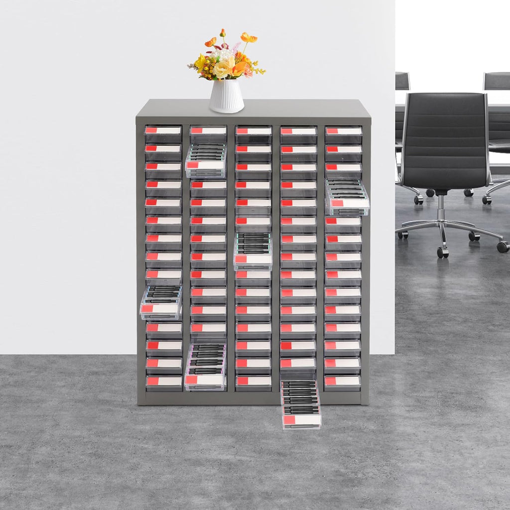 Bolt and Nut Tool Storage Cabinet,Parts Cabinet,Organization Shelves with ABS Material Drawer,Metal Organization Shelves for Garage, Store, Workshop (Clear 75 Drawers)