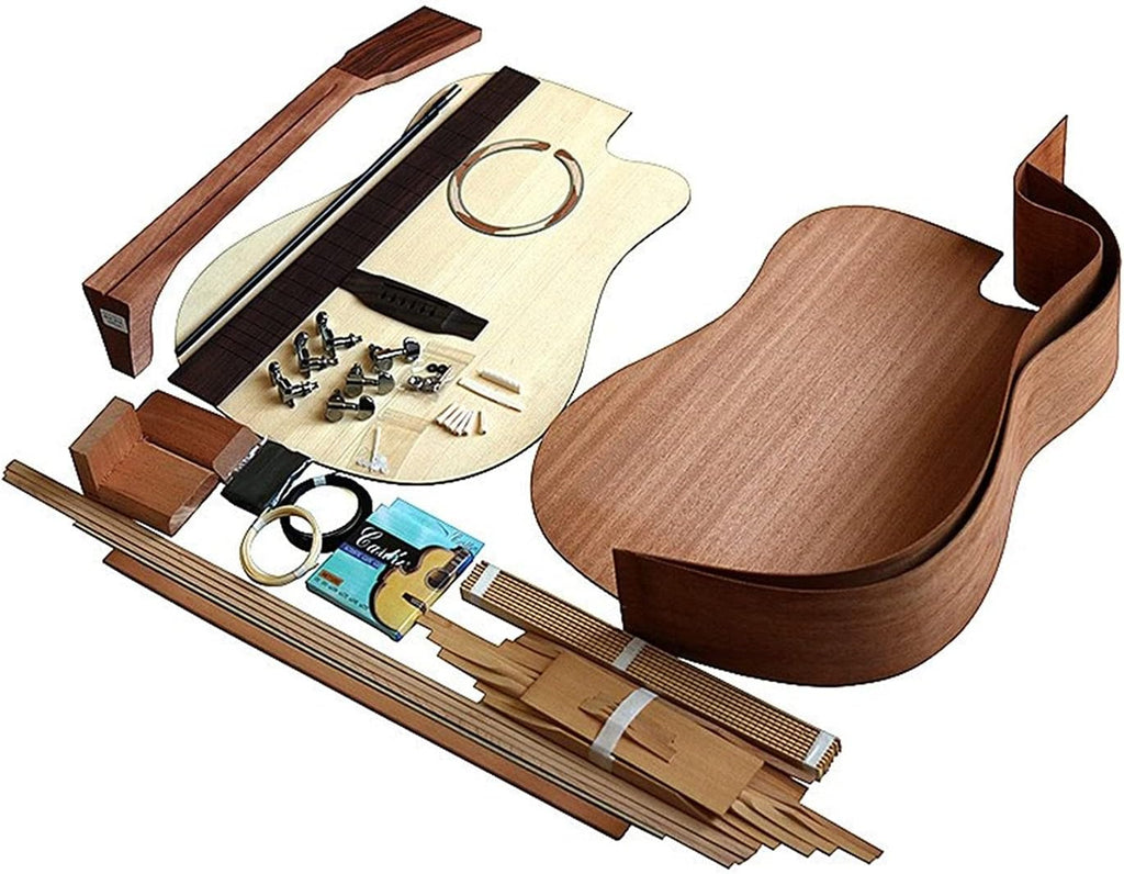 Unfinished Guitar Body 1 Set DIY 41' Unfinished Acoustic Guitar Style Guitar Kit African Peach Blossom Core Guitar DIY Accessory