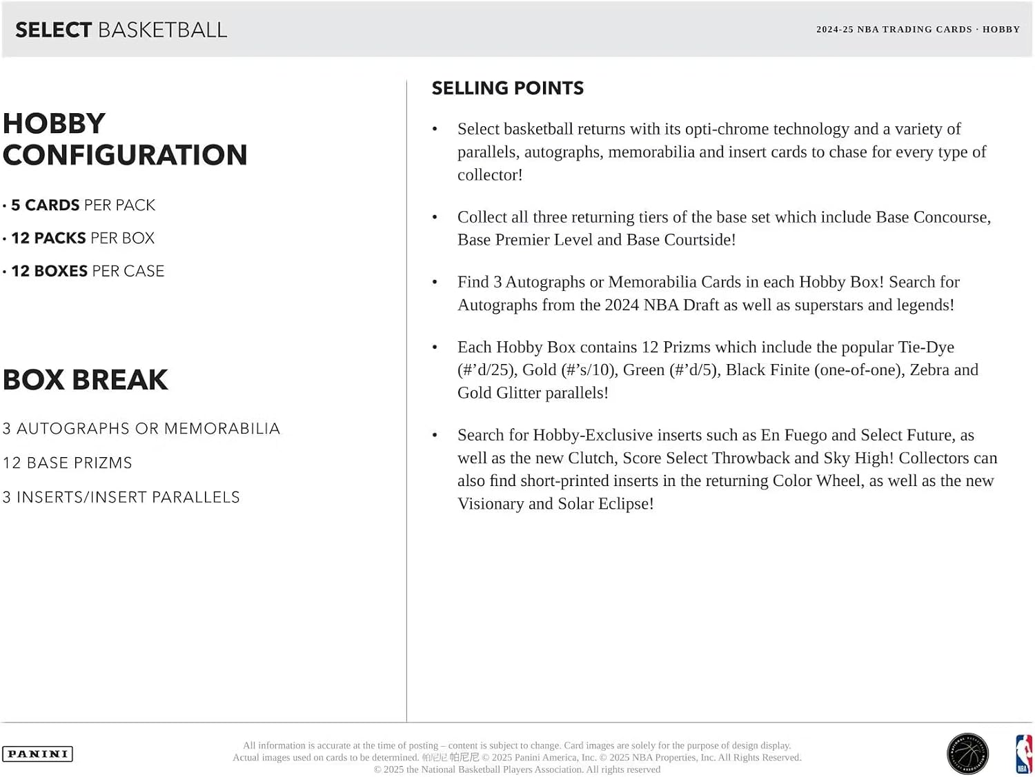 2024-25 Panini Select Basketball Hobby Box