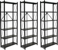 Origami 3-Pack RB Slim Bookcase Rack, 6-Tier Heavy-Duty Foldable Steel Bookshelf, Black