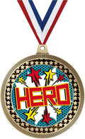 2.75' Hero with Stars Medal Award, Gold Vega Hero with Stars Team Trophy Award Includes Free Neck Ribbon
