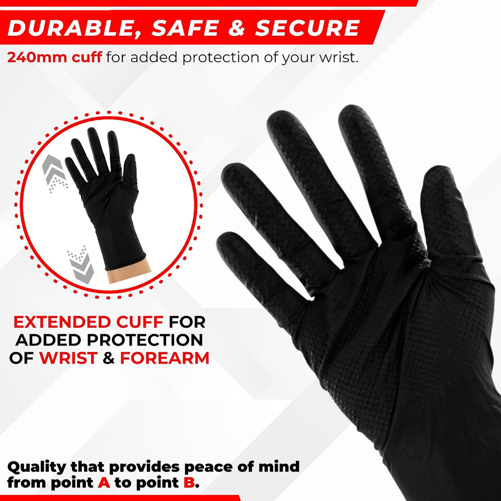 HD 8 MIL Nitrile Disposable Gloves, Latex & Powder Free, Industrial, Raised Diamond Texture, Case/1000
