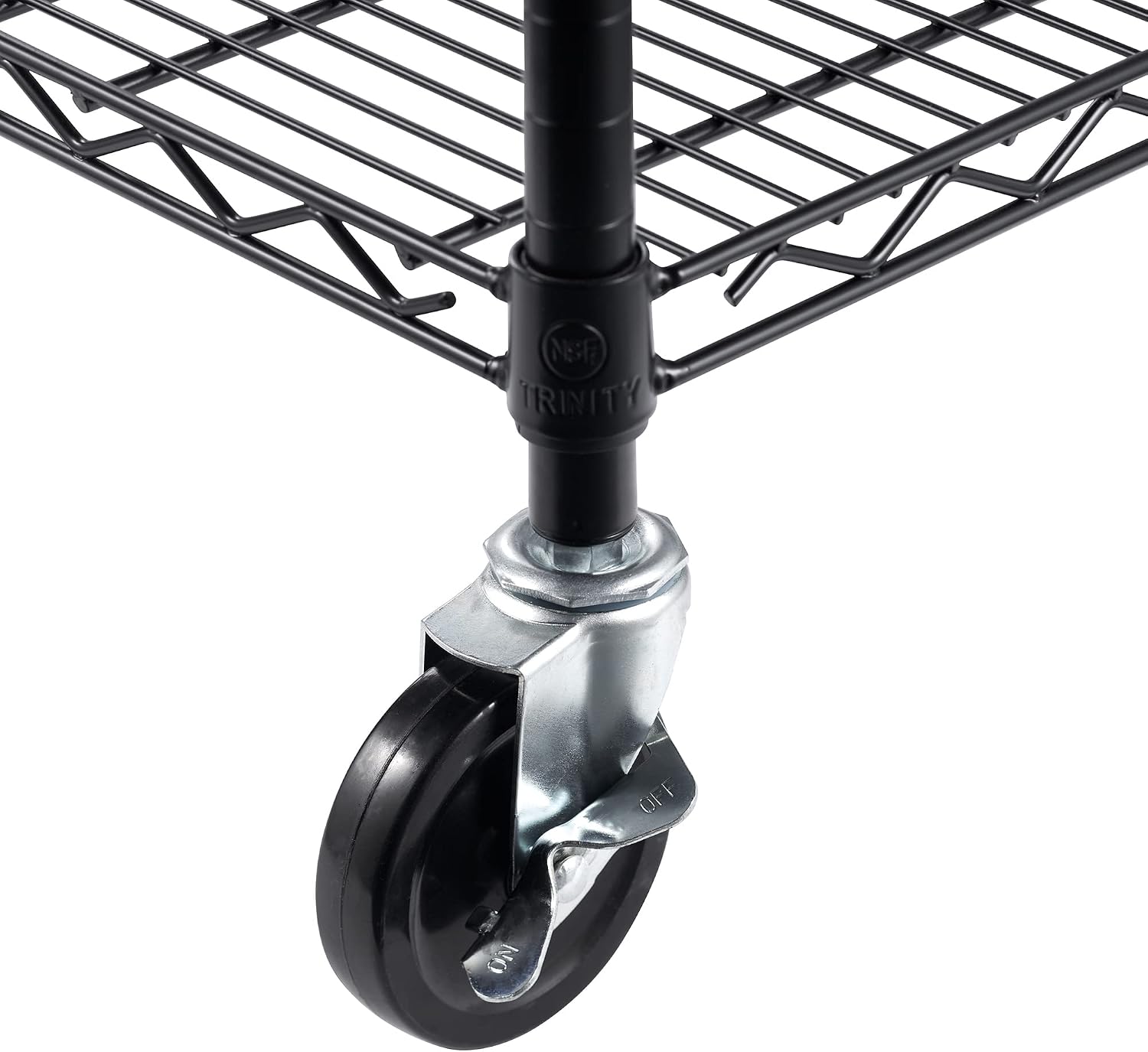 Trinity Basics 3-Tier Adjustable Wire Shelving with Wheels for Kitchen Organization, Garage Storage, Laundry Room, NSF Certified, 600 to 1350 Pound Capacity, 60' by 24' by 54', Black