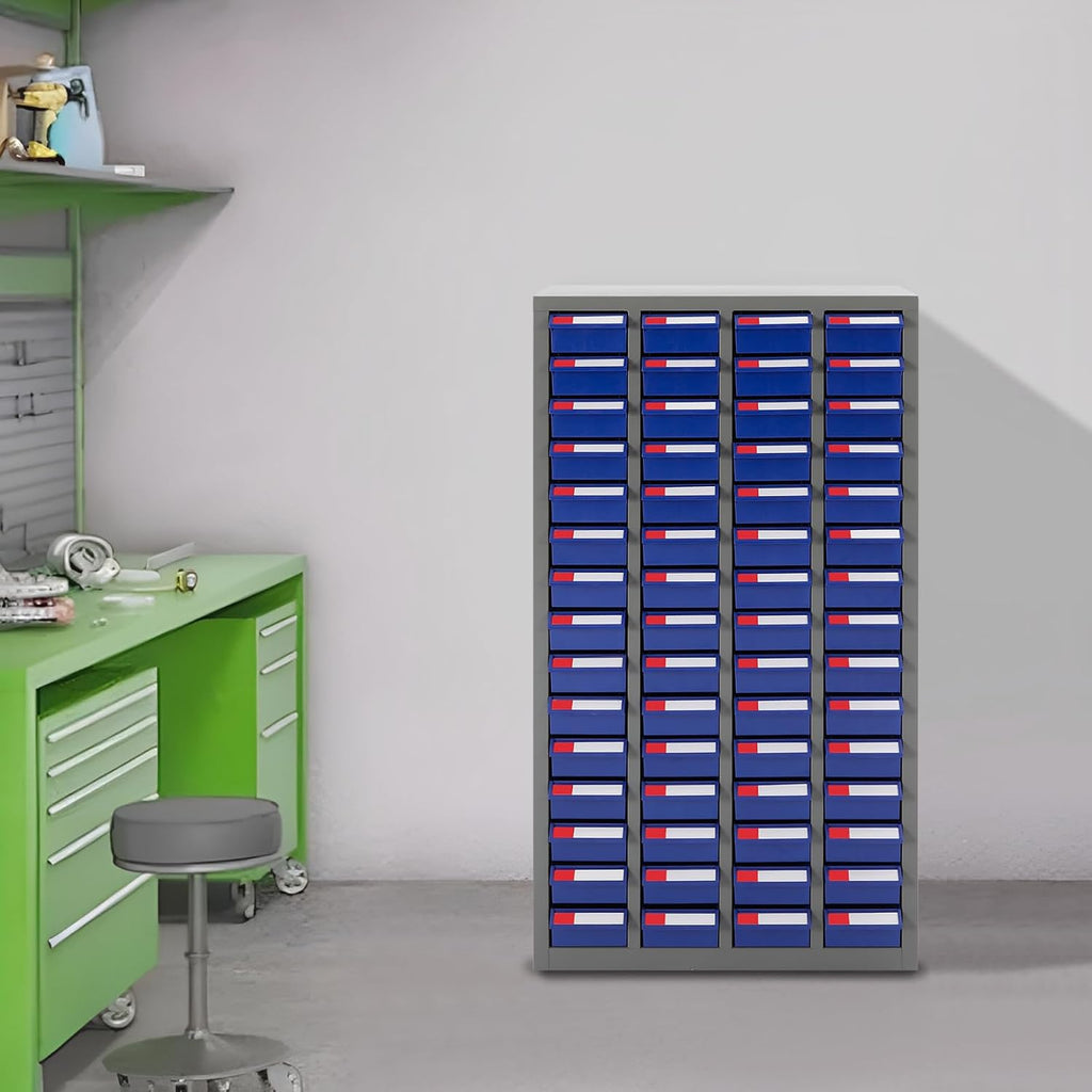 Bolt and Nut Tool Storage Cabinet,Parts Cabinet,Organization Shelves with ABS Material Drawer,Metal Organization Shelves for Garage, Store, Workshop (60 Drwaers Blue)