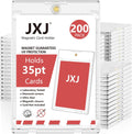 JXJ 200ct Magnetic Card Holders, 35pt One Touch Card Holder, U-V Protection Hard Plastic Case for Trading Cards, Display Case for Sports, Baseball, Football, Game Cards (200)