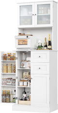 BOTLOG 72' Tall Kitchen Pantry Storage Cabinet, Kitchen Hutch Cabinet with Doors and Shelves, Modern Food Pantry with 2 Drawers for Dining Room, Living Room, White