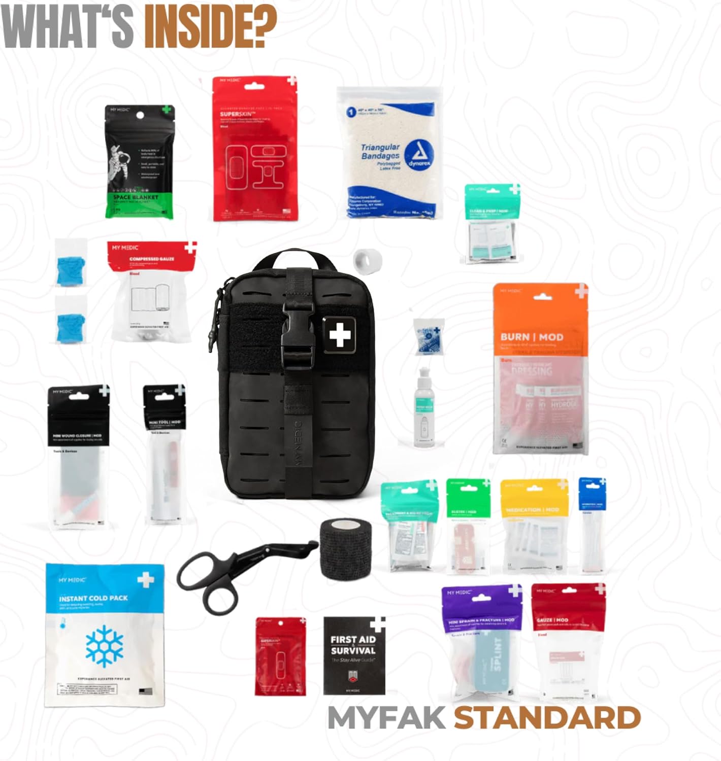 MY MEDIC MyFAK Standard Tactical IFAK & AFAK First Aid Kit - HSA FSA Items - Built in USA - Medical Supplies & Combat Medic Kit for Car, Truck, Vehicle & EDC Emergencies - Tactical Medical Bag, Black