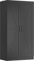 Wooden Storage Cabinet, Collection Food Pantry Narrow Cabinet Free Standing with 2 Doors and 3 Shelves Tool Cabinet, for Kitchens, Living Room, Utility Rooms (Black)