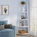 Tribesigns 5 Tier Corner Bookshelf and Bookcase, 70 inch Tall Corner Shelves Standing Shelving Unit Indoor Plant Stand for Living Room, Kitchen, Home Office (White)