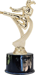 Express Medals Girl Female Karate Martial Arts Award Trophy Party Favor Gift Prize Including 4 Gold Color Decals to Custom Personalize The Black Round Base