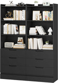 DICTAC Bookcase Set of 2 with 3 Drawers 73.23'' Bookshelf Storage Cabinets with Shelves and Drawers Kitchen Pantry with Microwave Stand,Storage Organizer for Living Room,Office,Study,Bathroom