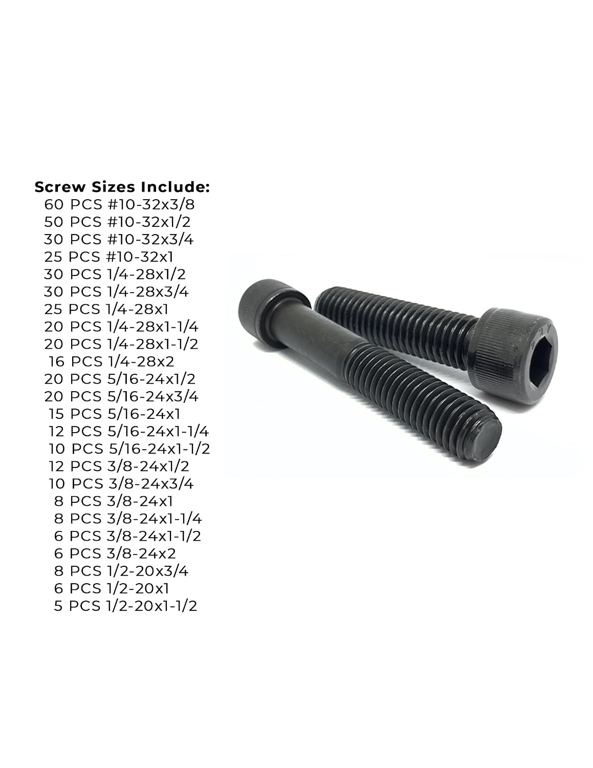 Inch Alloy Allen Fine Thread Socket Head Cap Screws Bolts Black Oxide Assortment - 453 PCS