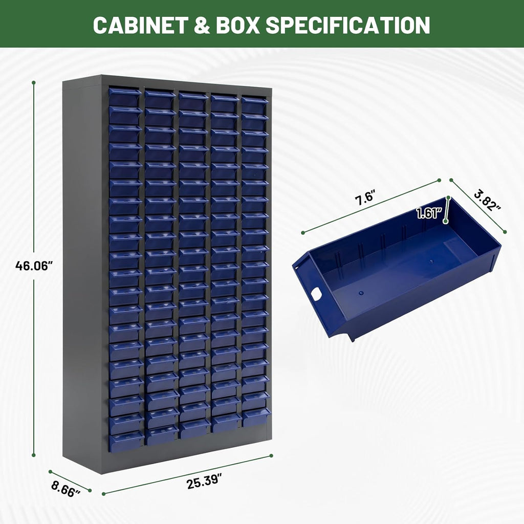 100-Drawer Bolt and Nut Tool Storage Cabinet Without Door, Bolts Bin Shelves Parts Cabinet Hardware Organizer with ABS Drawer & Label Stickers for Workshop Storing Accessories Screws Craft