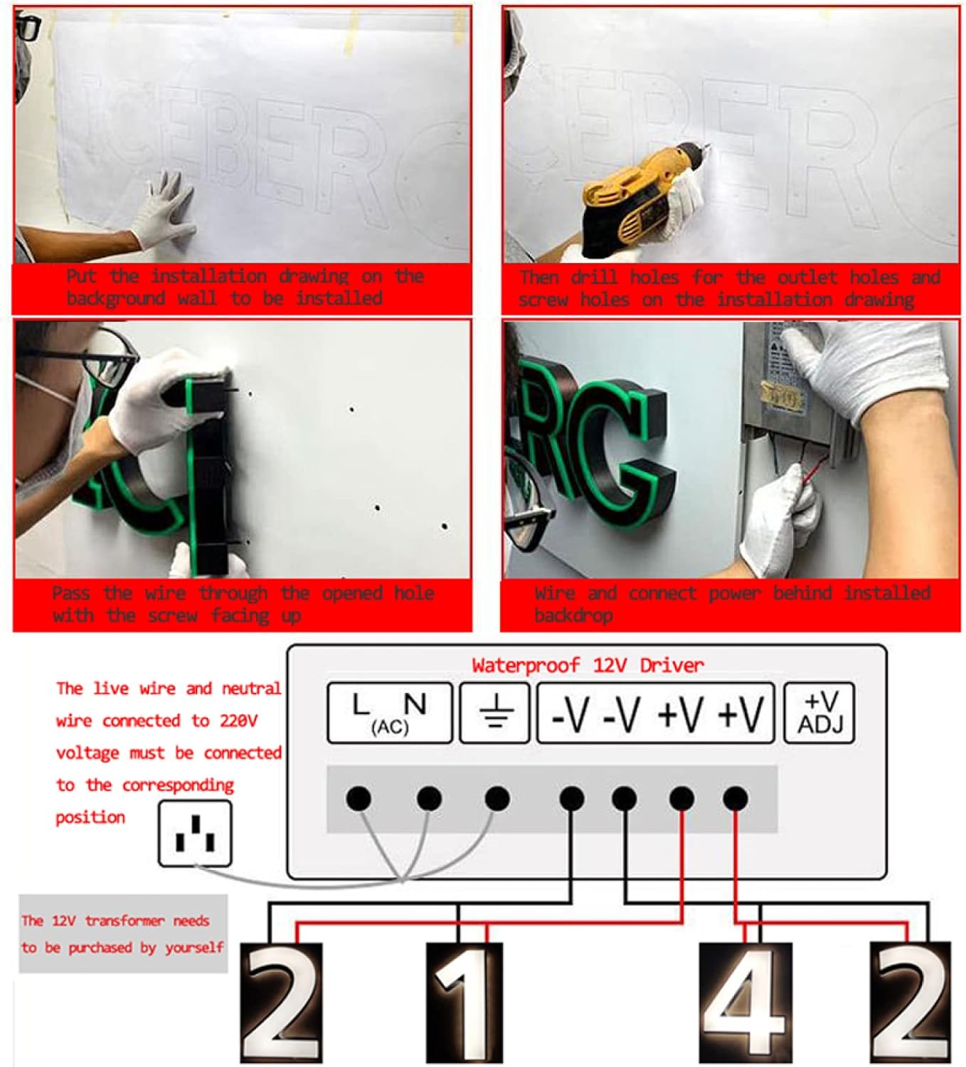 16' Illuminated House Numbers For Outside, Backlit LED Home Address Number, Stainless Steel Hand-Polished For Light Up Address Numbers For House,J