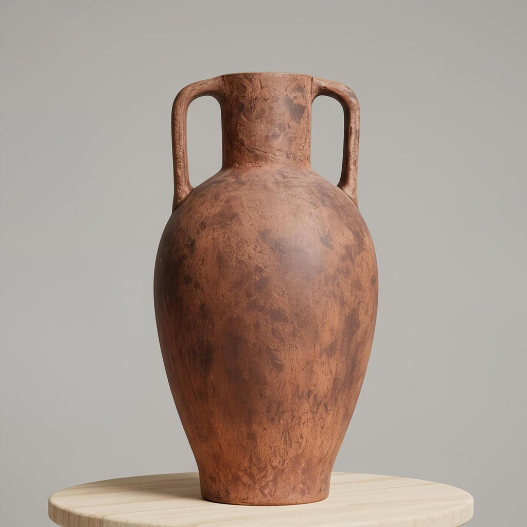 Tall Terracotta Vase，Distressed Terracotta Flower Vase with Handles for Living Room Bedroom Hotel Office Decor 20.08 in（51cm）